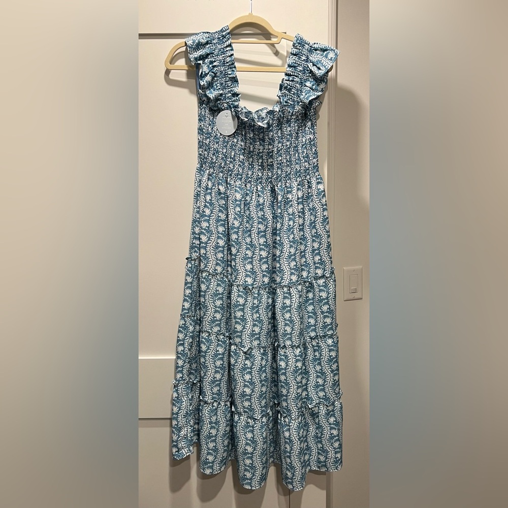 Hill House Nap dress, blue print, size M NWT